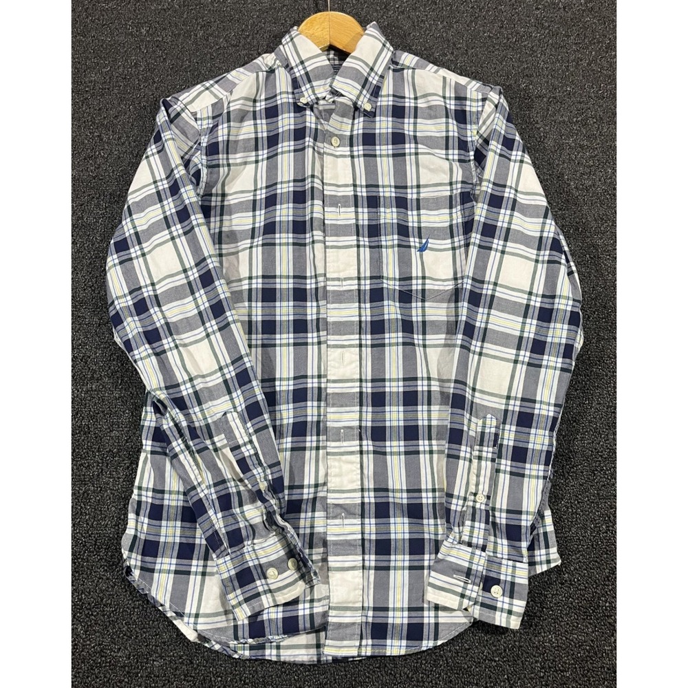 Nautica Mens‎ Plaid Button Down Shirt Long Sleeve Classic Fit Casual Size XS